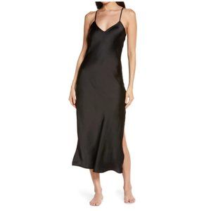 Black Open Back Satin Chemise | Etam